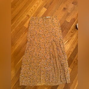 American Eagle Outfitters Floral Yellow Midi Skirt